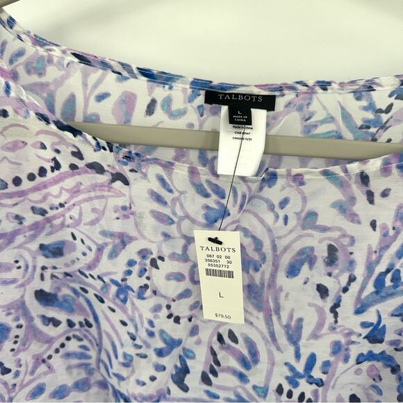 Talbots Watercolor Cover-up Poncho Blouse Size L - Picture 2 of 6